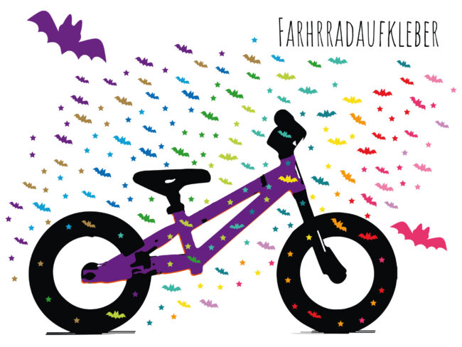 Fahrrad-Sticker bunte Fledermäuse und Sterne